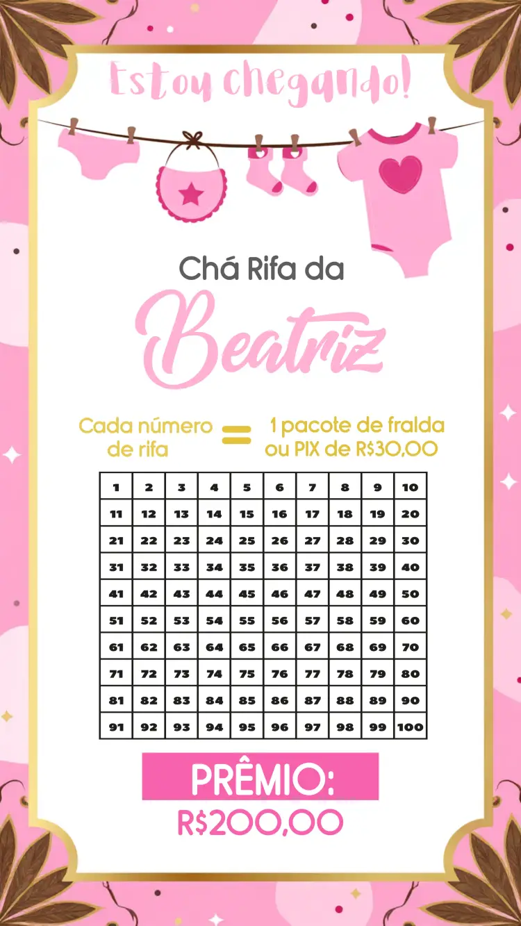 Convite Chá Rifa Varal De Roupas Premio