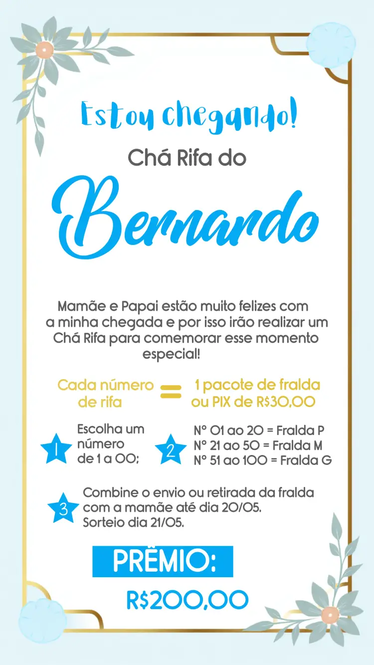 Convite Chá Rifa Varal De Roupas Coração