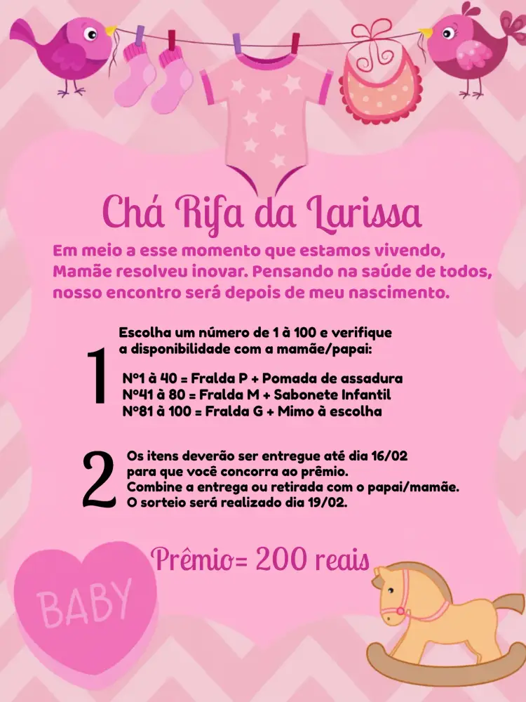 Convite Chá Rifa Varal De Roupas Lilás