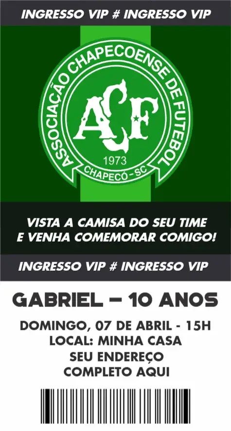 Convite Chapecoense ingresso