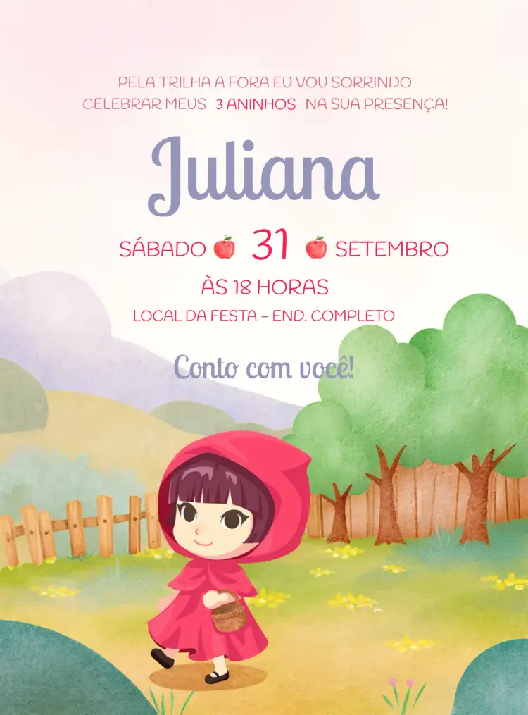 Convite Chapéuzinho Vermelho Lobo