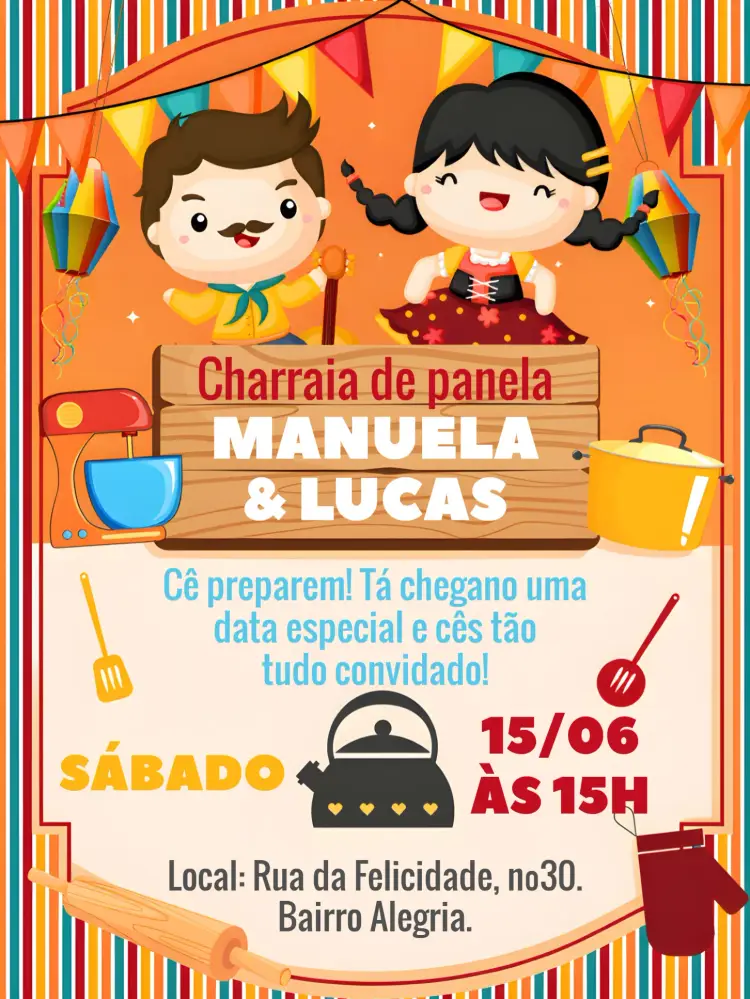Convite Charraia Chá De Panela Arraiá Cafeteira