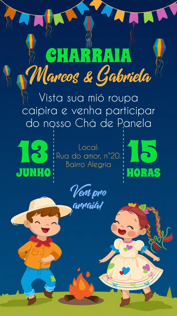 Convite Charraiá Junino Arraia