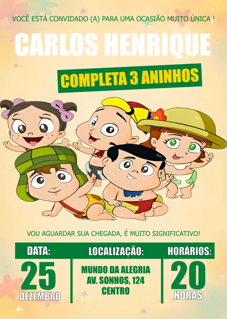 Convite Chaves Baby Chiquinha