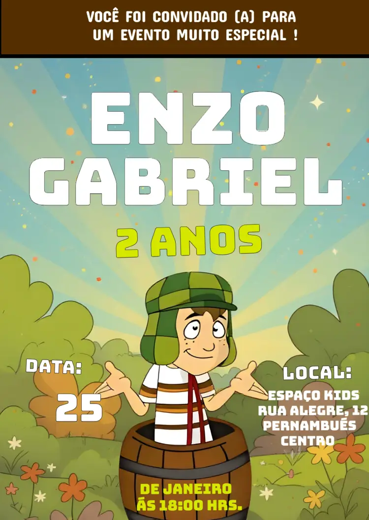Convite Chaves El Chavo Seu