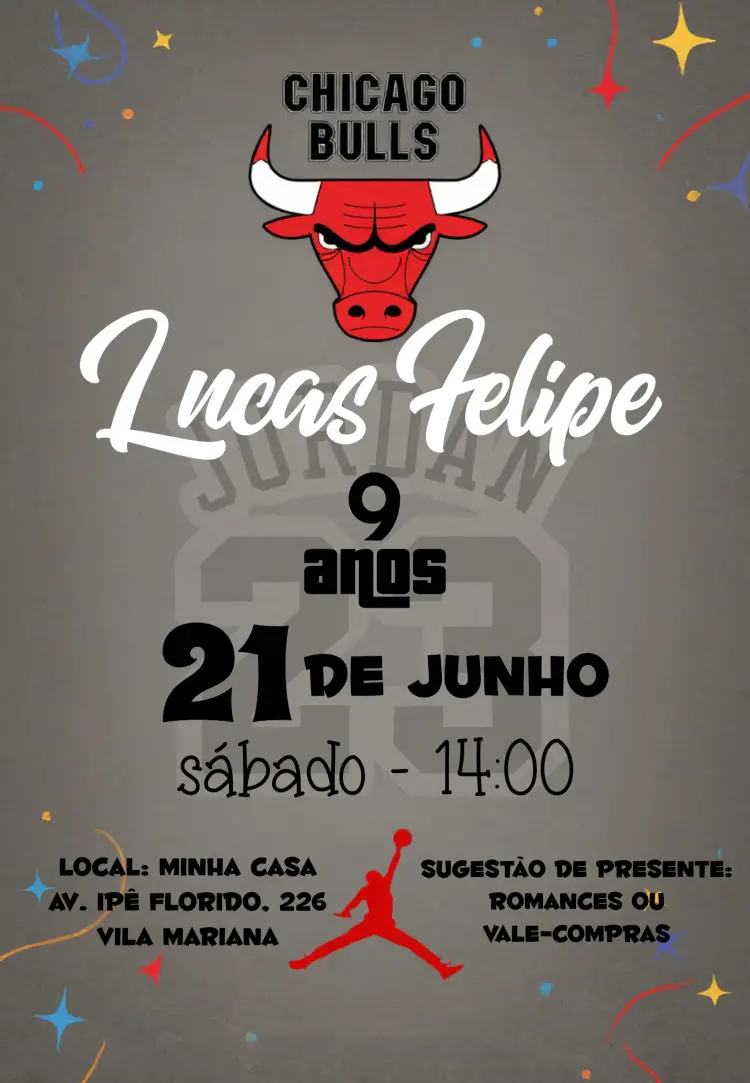 Convite Chicago Bulls Nba Basquete