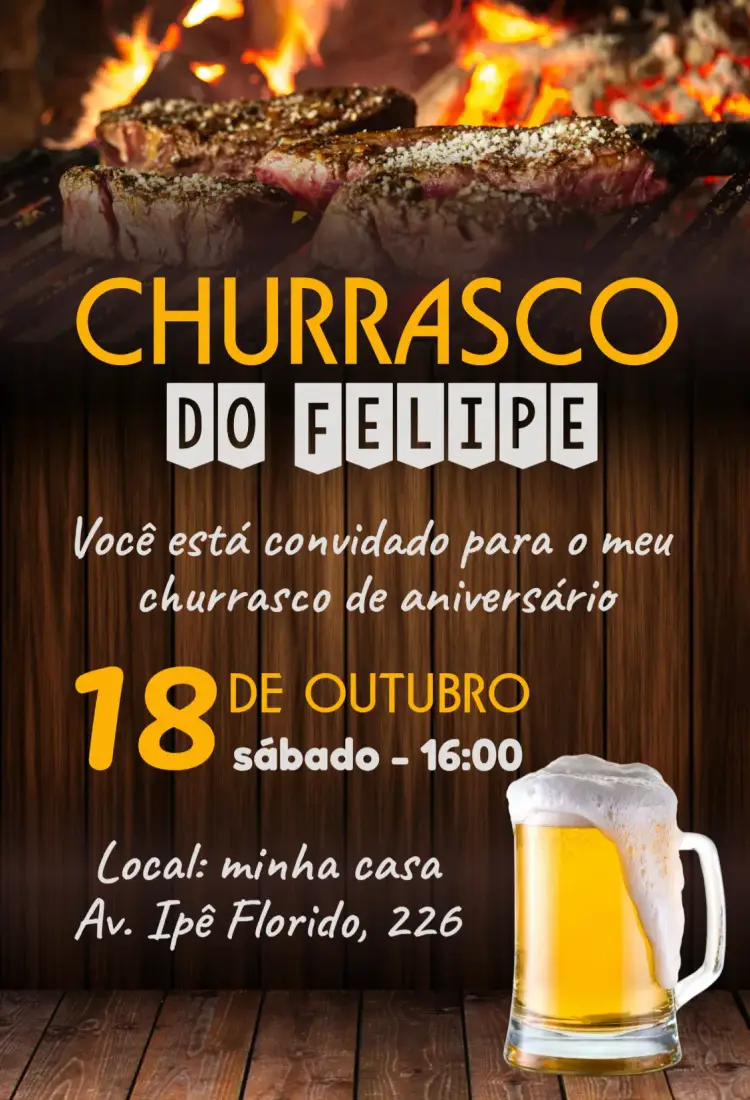 Convite Churrasco boteco