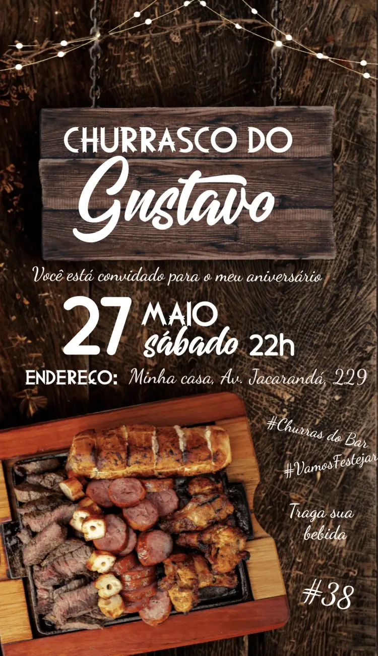 Convite Churrasco Boteco editável e personalizável