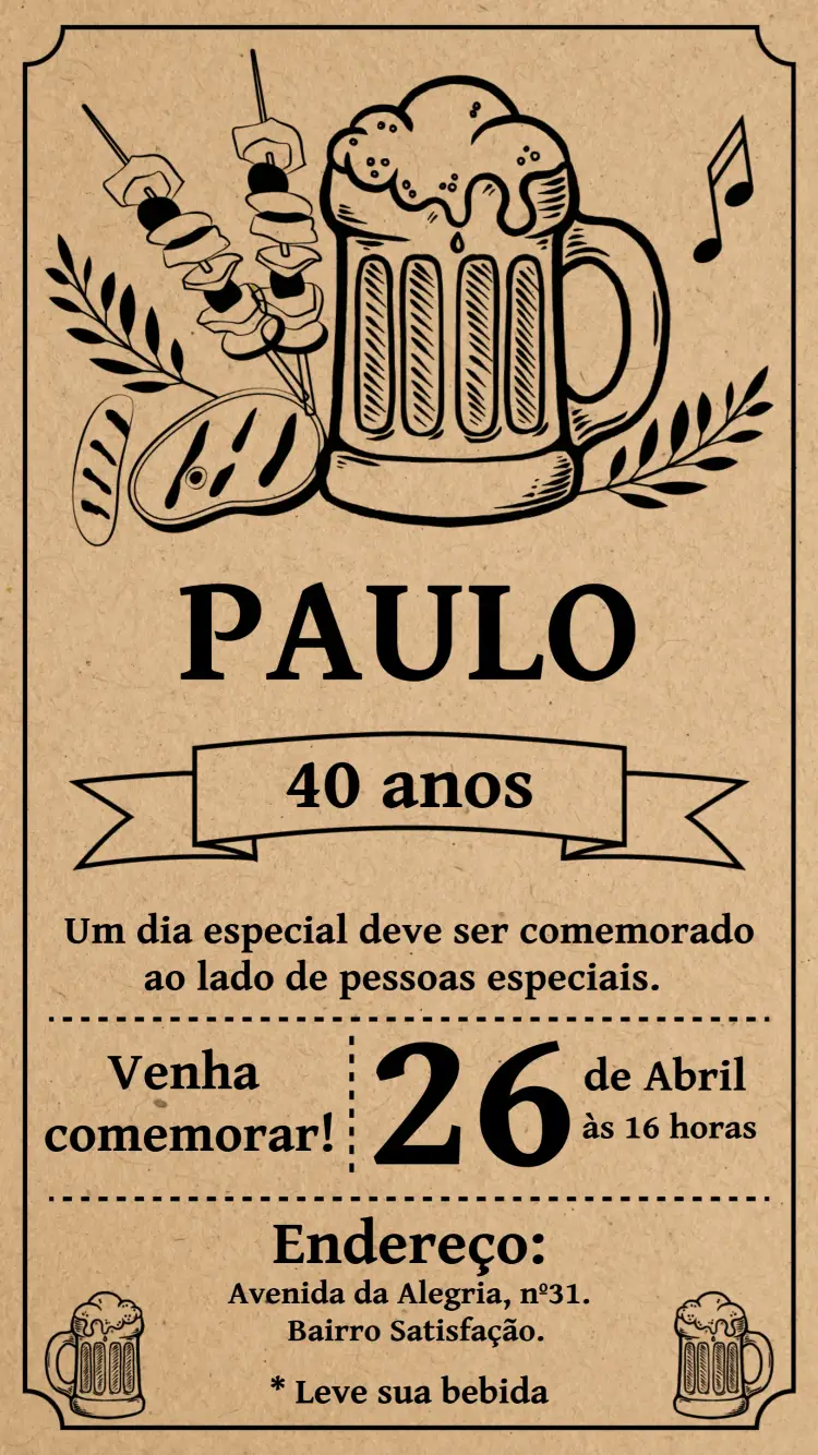 Convite Churrasco Chalkboard Adulto