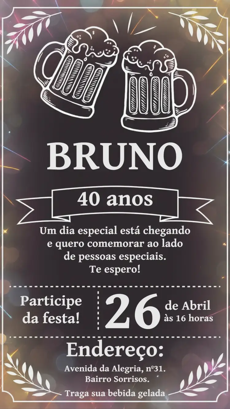 Convite Churrasco Chalkboard Carne – tema Aniversário chalkboard, rústico, moderno, preto e branco, craft, descontraído