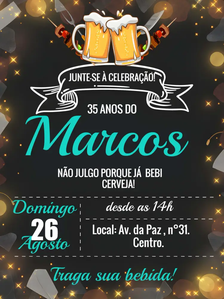 Convite Churrasco Chalkboard Domingo