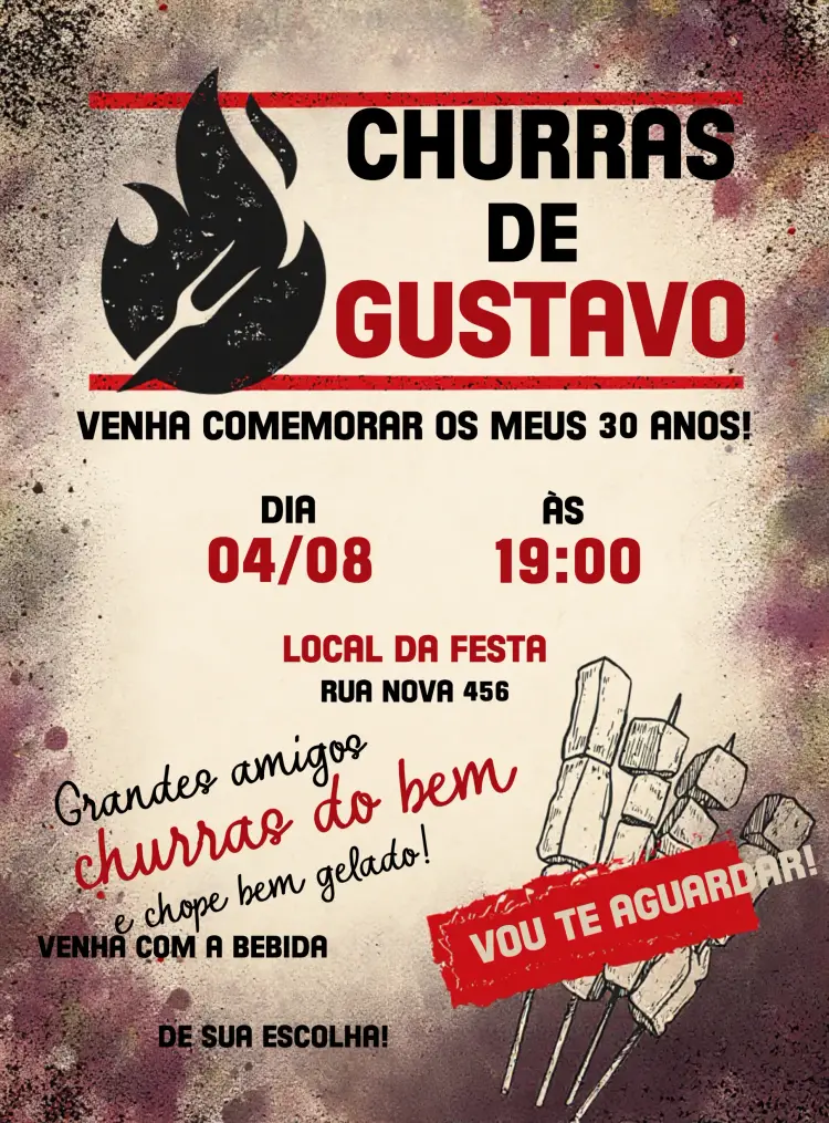 Convite Churrasco Churrascaria