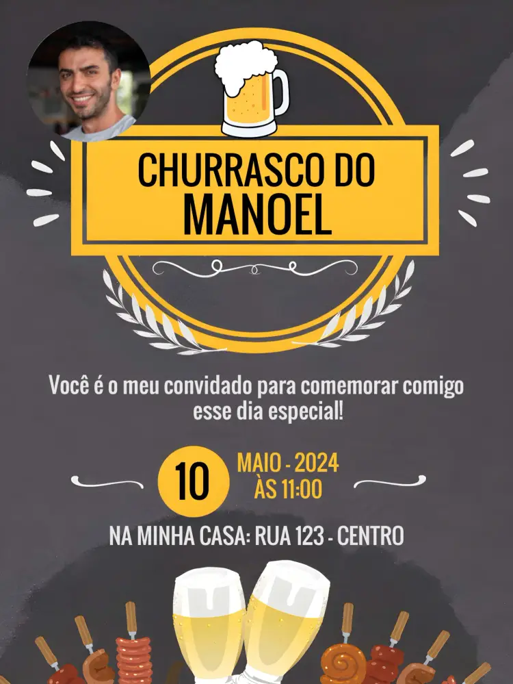 Convite Churrasco Com Foto Malte