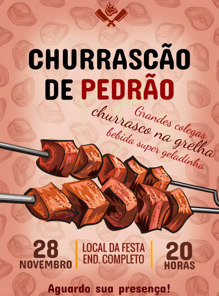 Convite Churrasco Espetinho Adulto