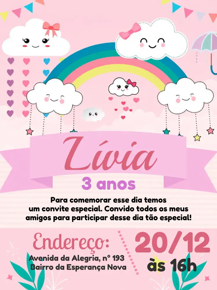 Convite Chuva De Amor Branco