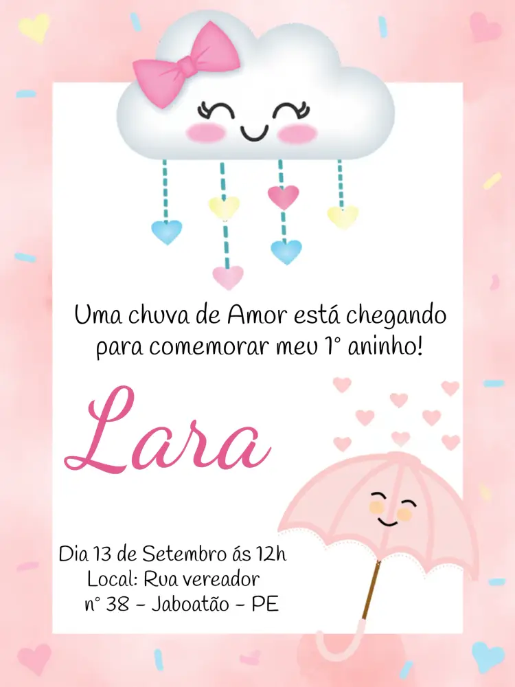 Convite Chuva De Amor Coração
