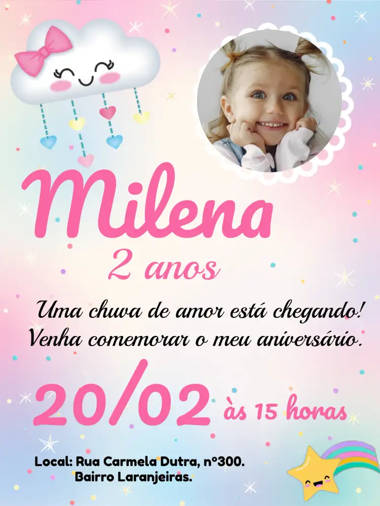 Convite Chuva De Amor Foto – tema Mais pesquisados delicado, infantil, colorido, romântico, fofo, sonhador