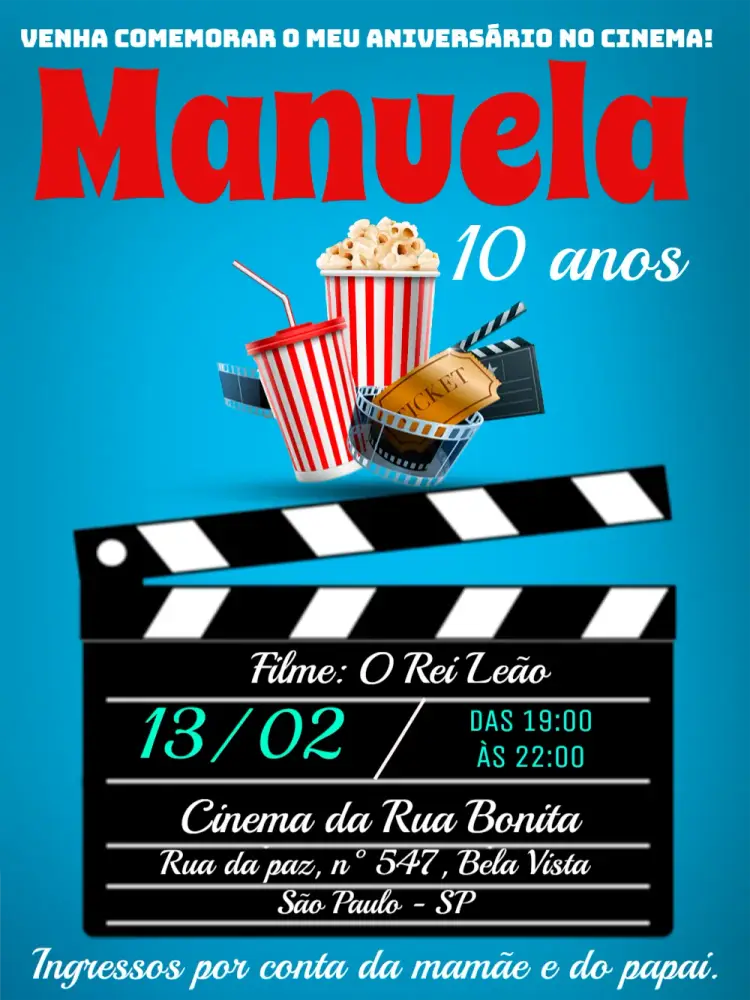 Convite Cinema Azul