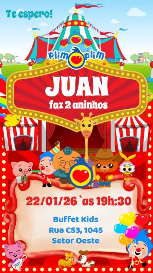 Convite Circo do Plim Plim