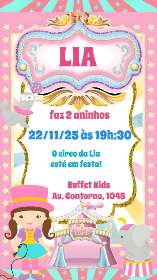Convite Circo Rosa