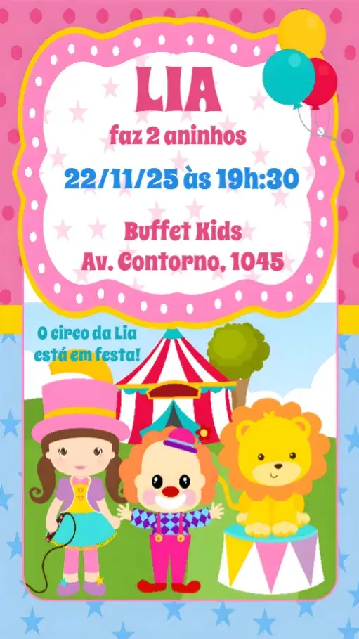 Convite Circo Rosa