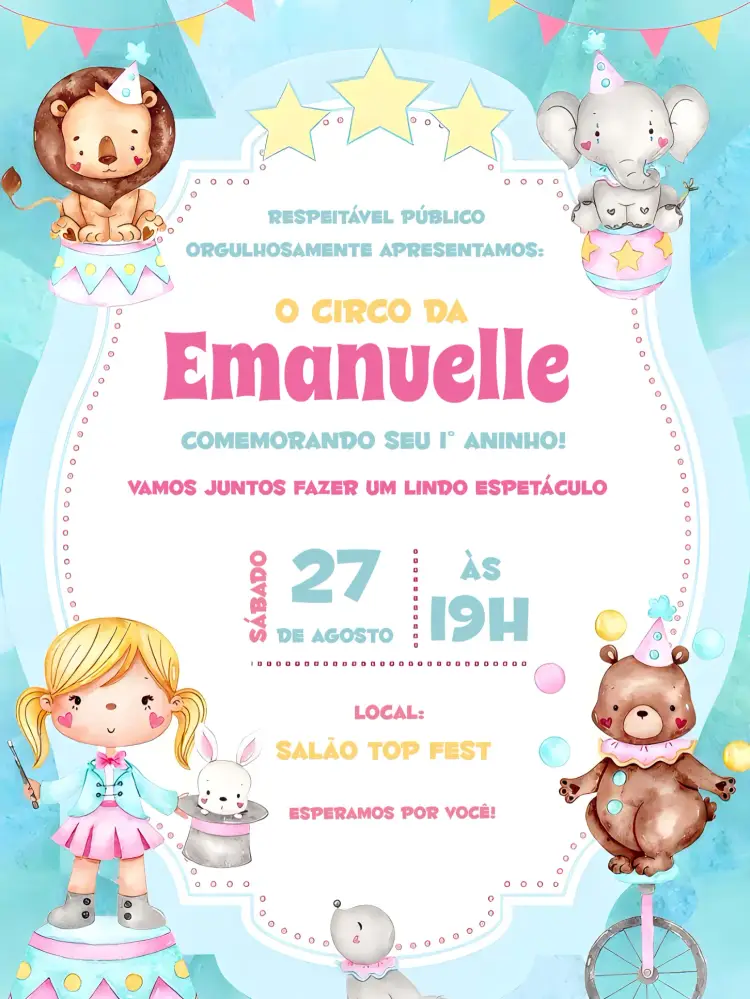 Convite Circo Rosa Infantil