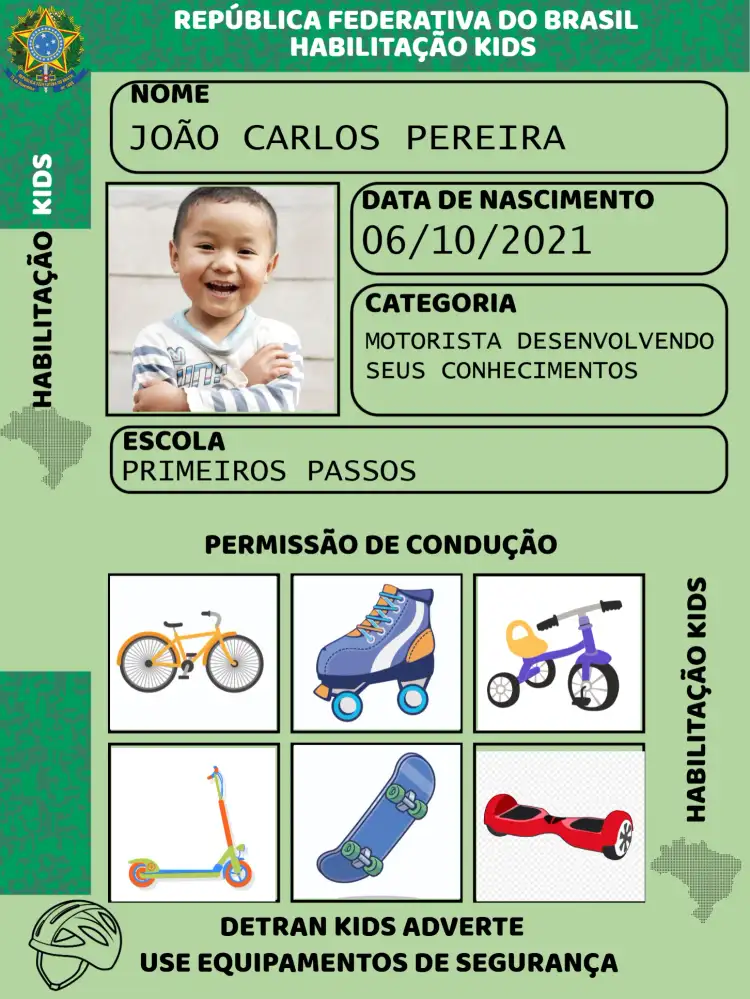 Cnh Infantil Com Foto Pedagogico