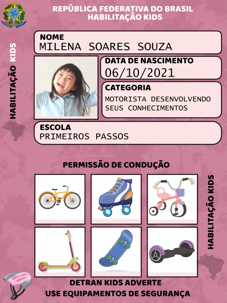 Convite Cnh Infantil Menina Trânsito
