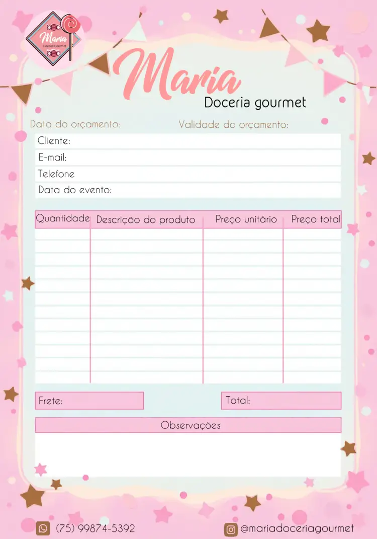 Convite Comanda Para Doceria Logo