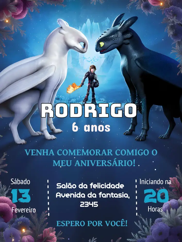 Convite Como Treinar Seu Dragão Floresta – tema Mais pesquisados colorido, fantasia, aventura, natureza, infantil