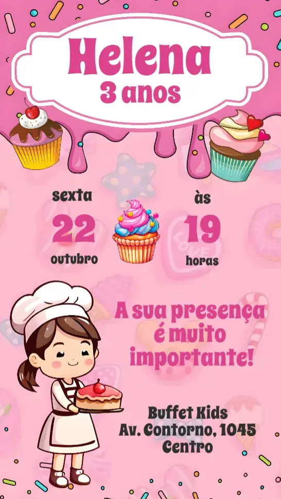 Convite Confeitaria Menina