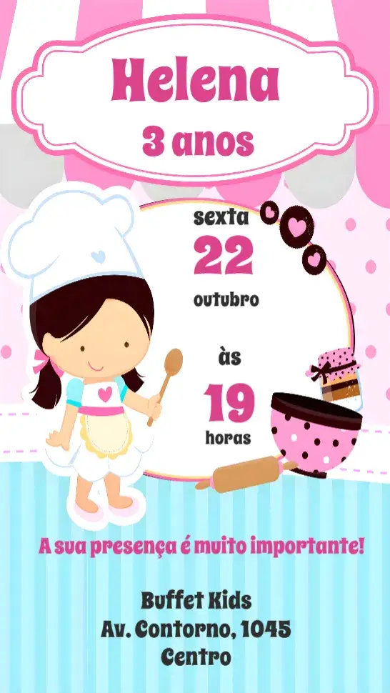Convite Confeitaria Menina