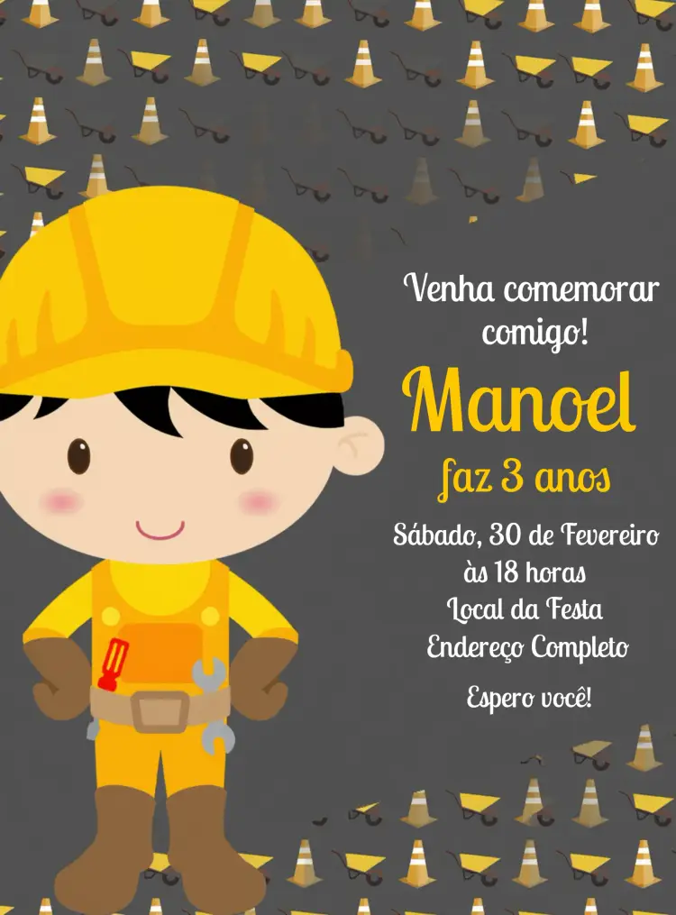 Convite Construção Profissões