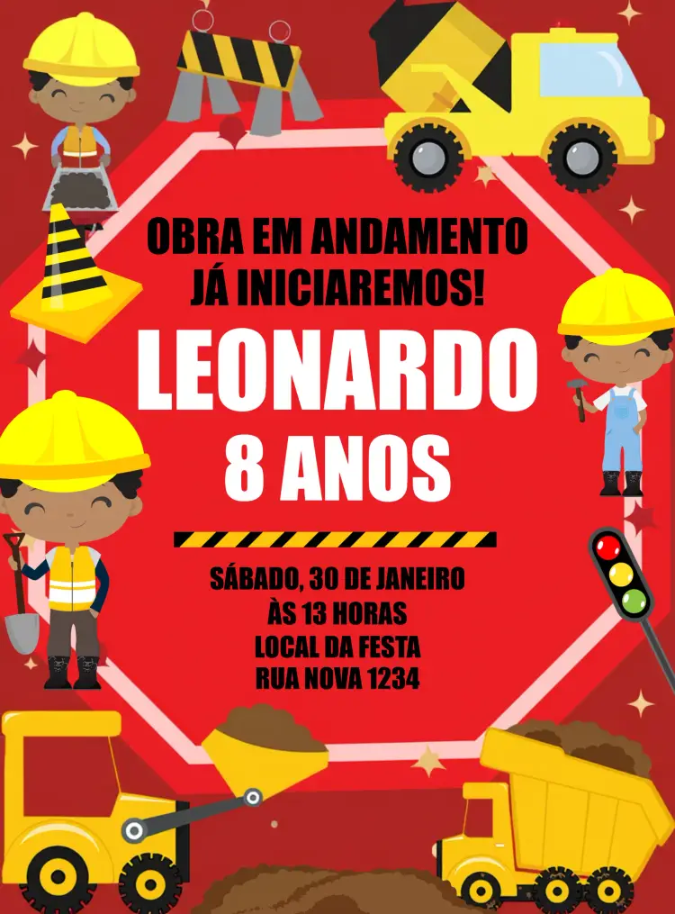 Convite Construção Trator