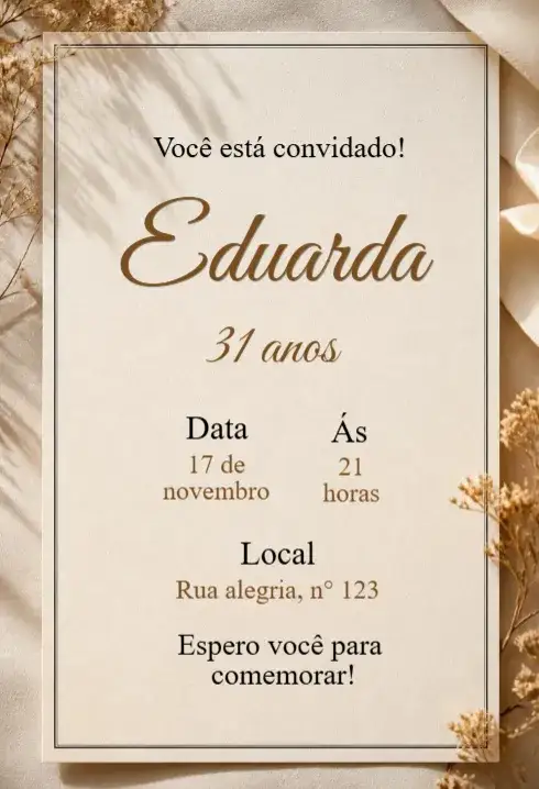 Convite Convite Adulto – tema Aniversário moderno, elegante, minimalista, colorido, vintage