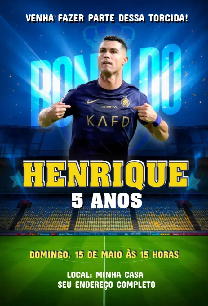 Invite Invitation Al Nassr Cristiano Ronaldo editable and customizable
