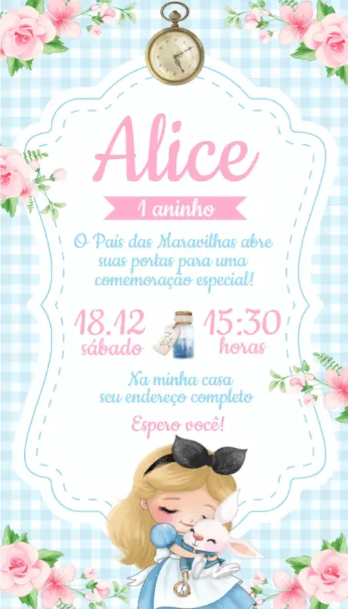 Convite Alice no País das Maravilhas