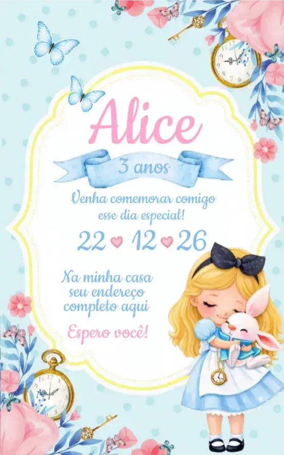 Convite Alice no País das Maravilhas