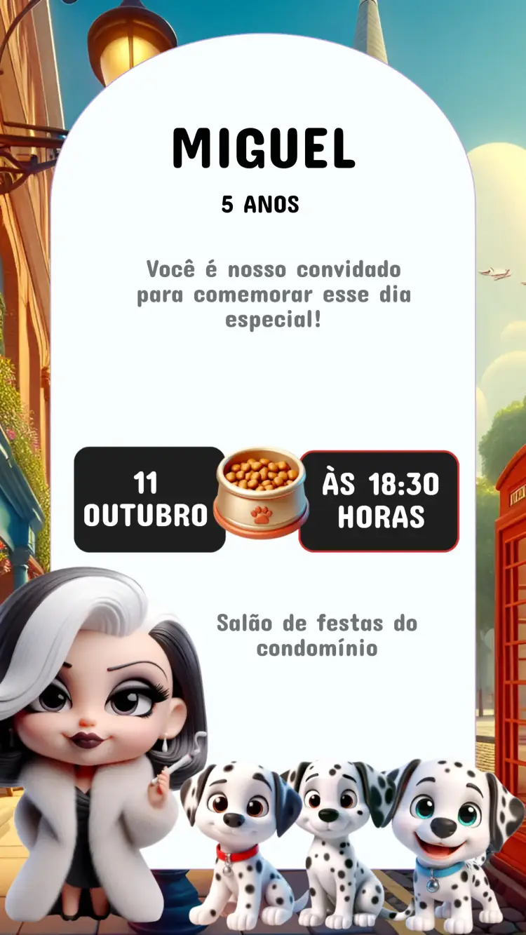Convite Aniversário 101 Dálmatas
