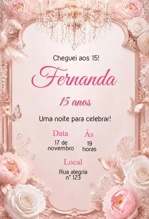 Convite aniversário 15 anos editável