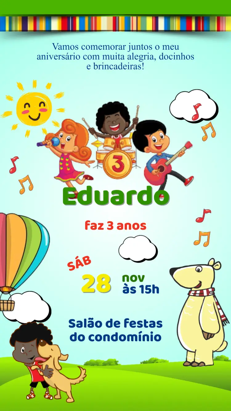 Convite Aniversário 3 Palavrinhas