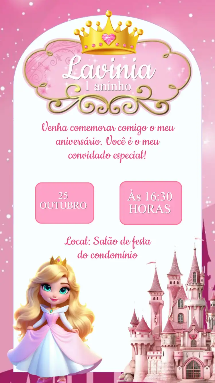 Convite Aniversário A Bela Adormecida Baby