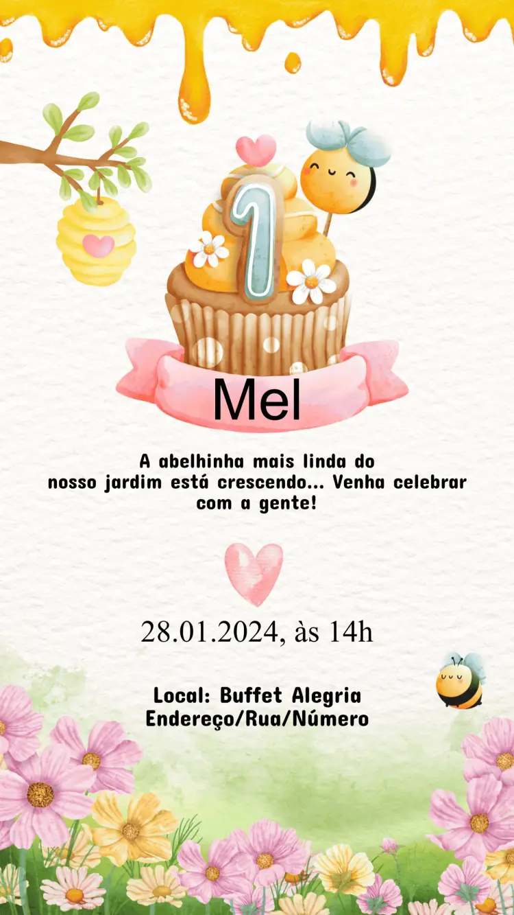 Convite Aniversário Abelhinha