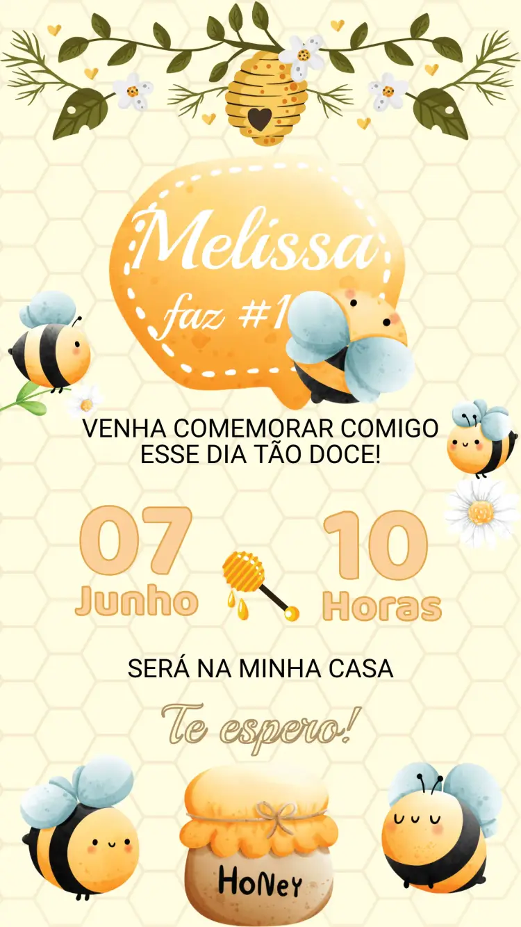Convite Aniversário Abelhinha