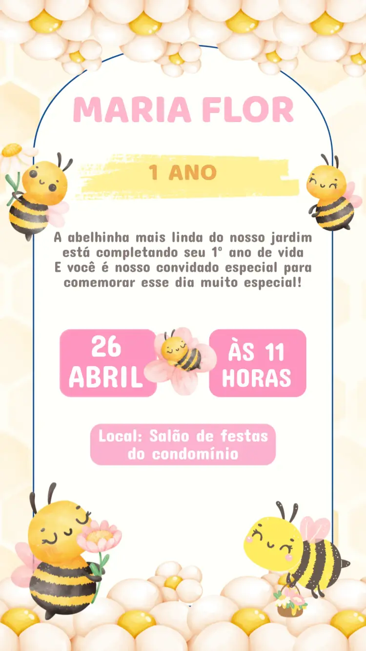 Convite Aniversário Abelhinha