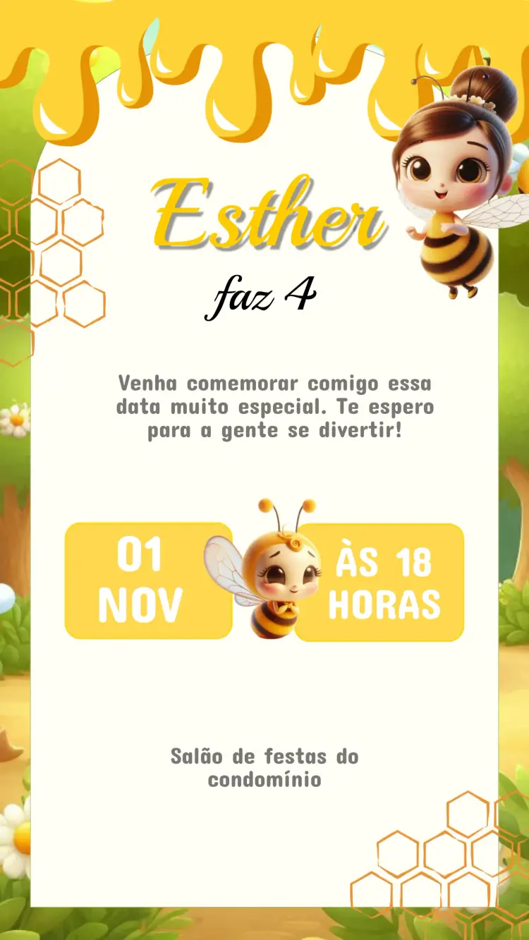Convite Aniversário Abelhinha