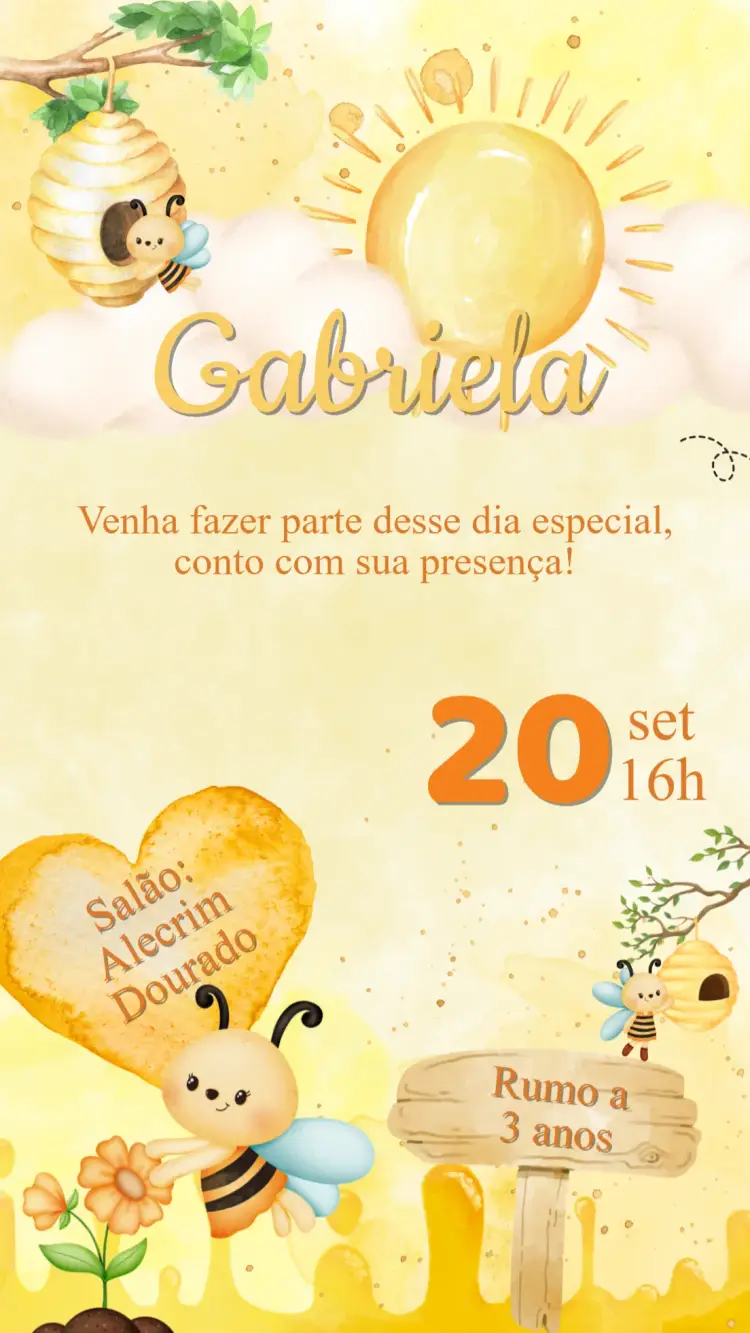 Convite Aniversário Abelhinha
