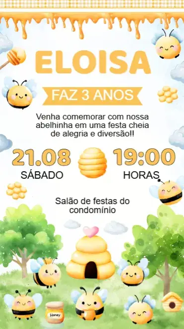 Convite Aniversário Abelinhas