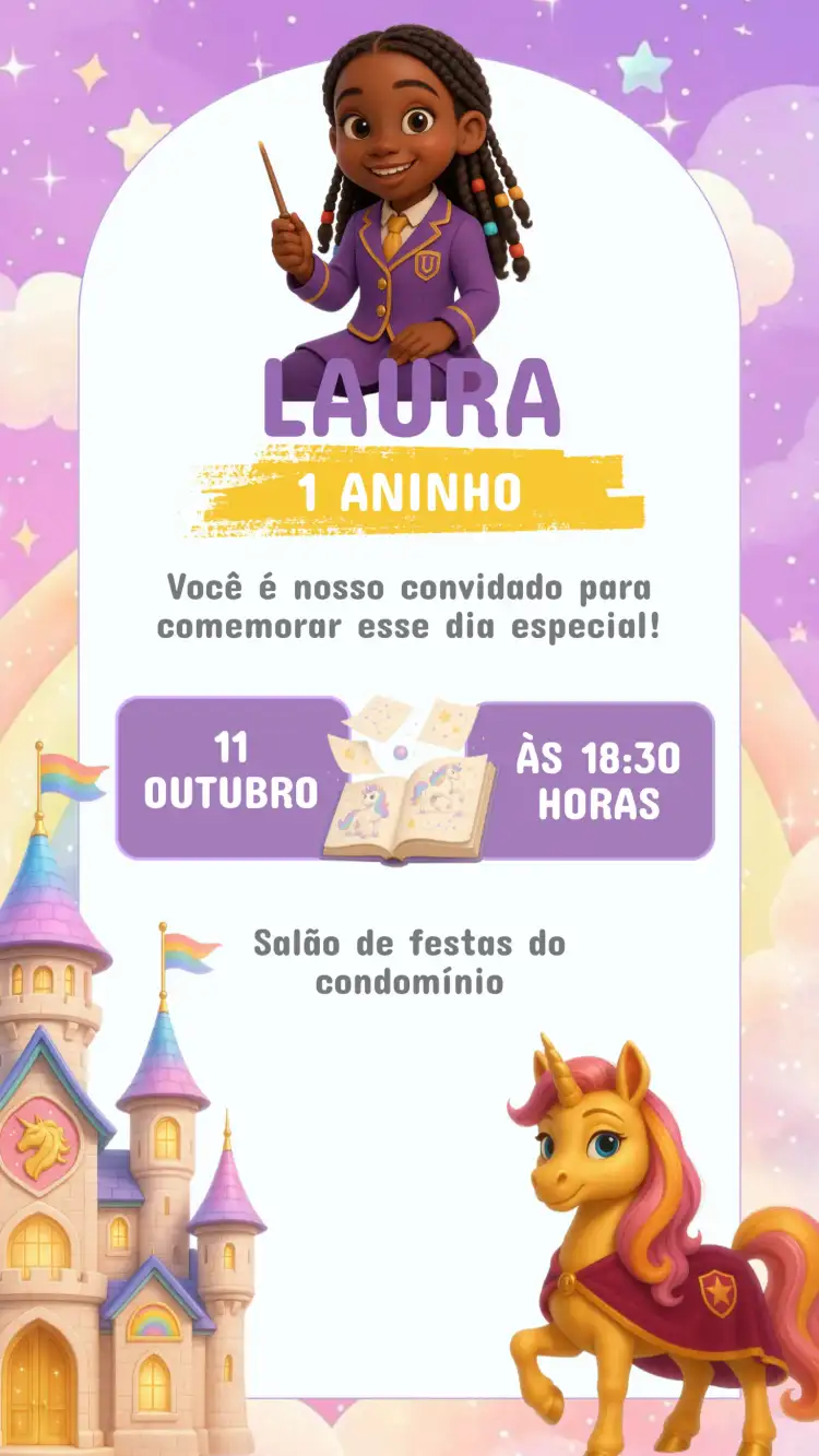 Convite Aniversário Academia Unicórnio