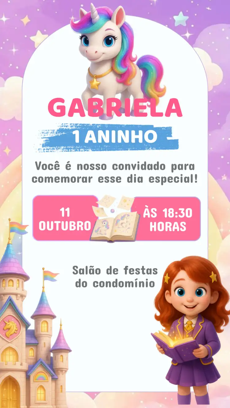Convite Aniversário Academia Unicórnio